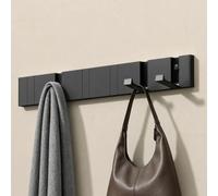 doporro Perchero de Pared de Aluminio Plegable con 6 Ganchos Móviles, Diseño Moderno, Ganchos de Pared Negros para Ropa, Toallas, Baño o Entrada，Wandgarderoben01