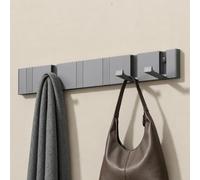 doporro Perchero de Pared de Aluminio Plegable con 6 Ganchos Móviles, Diseño Moderno, Ganchos de Pared Grises para Ropa, Toallas, Baño o Entrada，Wandgarderoben01