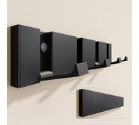 doporro Perchero Pared Sin taladrar, Plegable Negro con 4 Ganchos Móviles | Aluminio Diseño Moderno, Ganchos de Pared para Ropa, Toallas, Ideal para Baño, Entrada y Recibidor, Wandgarderoben01