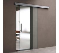 doporro Puerta corrediza de vidrio 77,5x215cm diseño Amalfi TS14H con sistema SoftClose y vidrio totalmente satinado y tirador de barra de acero inoxidable