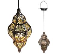 Dorccsi Faroles solares marroquíes para Exteriores, Luces solares Colgantes Impermeables, faroles Decorativos Huecos para jardín, Patio, césped, Porche, Regalos de inauguración de la casa.