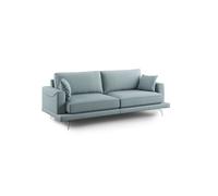 Dorian sofá moderno de tela suave y antimanchas 218 cm azul claro