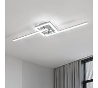 Dorlink Lampara Techo LED, 26W DIY Giratorio 2 Luces Lampara Techo Dormitorio, 15W Plafon LED Techo Ondas, 6500k Lamparas de Techo Salón Plata, Lamparas Techo Aluminio para Cocina, Comedor, 82CM