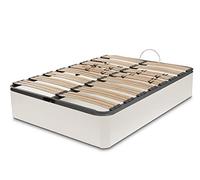 DORMIDAN - Canapé abatible Gran Capacidad Esquinas Redondeada en Madera Maciza, Tapa somier multiláminas con regulación Lumbar 105x190cm, Color Blanco