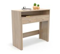 DORMIDAN- Consola Extraible, Mesa Escritorio Extensible, Mesa Estudio, con cajones y balda (Roble)