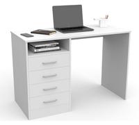 DORMIDAN- Escritorio 4 Cajones, Mesa de Oficina, Despacho Ordenador, (Blanco)