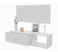 DORMIDAN- Mueble recibidor con cajón más Espejo, 1m de Ancho, (Blanco)