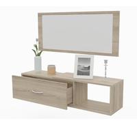 DORMIDAN- Mueble recibidor con cajón más Espejo, 1m de Ancho, (Roble)