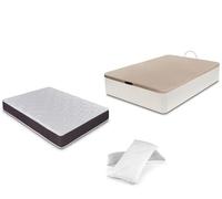 Dormidan - pack canapé abatible gran capacidad + colchón viscoelástico + almohada visco copos de regalo, 90x190cm blanco