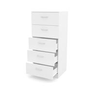 DORMIDAN- Sinfonier 5 cajones guías metálicas, cómoda Dormitorio, Altura 110cm. (Blanco)
