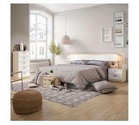 Miroytengo Dormitorio Completo Matrimonio Sahara y Blanco estilo Moderno 150 cm White - light wood - 150x190 cm
