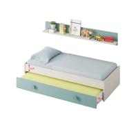 Dormitorio completo para habitación juvenil o infantil en color verde y blanco con un somier incluido