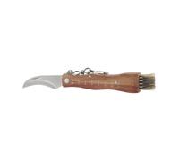 Dorre Cuchillo para setas Stuti con mango de madera marrón y cepillo 13×2 cm Acero inoxidable