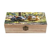 Dos cobayas colgantes, joyero de madera, caja de recuerdos de madera personalizada, cajas de almacenamiento de madera grandes y decorativas con tapa abatible, organizador de joyas de madera de estil