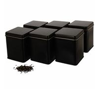 Dosenritter | 6 x lata rectangular clásica para té, APILABLES, de metal, incluye 6 etiquetas, para 140g Earl Grey | 9,8 x 7,6 x 7,6 cm (AlxAnxP) | o como tarro para harina, arroz o especias