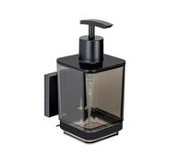 Dosificador de jabón Vacuum-Loc® Quadro, dosificador de plástico de 340 ml con Soporte de Acero Inoxidable, se Fija sin taladrar, Negro