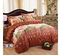 DOTBUY 3D Juego de Funda de Edredón, 4 Piezas Funda Nórdica Sábana Microfibra Juego de Cama Cremallera Funda de Almohada Conjunto De Edredón Hoja Plana (200x230cm, Champán)