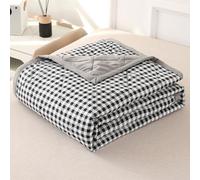 DOTBUY-SHOP Colcha Bouti Cubrecama Colcha de Ligero, Cheque Edredón Manta de Dormitorio Verano Cuatro Estaciones Colchas Reversible para Cama Individual Matrimonio (Negro,200x230cm)