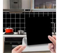 DOTBUY-SHOP Pegatinas Baldosas Cocina Baño, Azulejos Adhesivos PVC Autoadhesivo Impermeable 15x15cm Paneles Decorativos para Pared para Bricolaje, Decoración Dormitorio Oficina (Negro,50 Piezas)