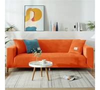 DOTBUY-SHOP Terciopelo Funda de Sofá Elástica 1 2 3 4 Plazas Cubre Sofa, Ajustable Antisuciedad Antideslizante Protector de Muebles con 2 Fundas de Almohada (3 plazas,Color Naranja)
