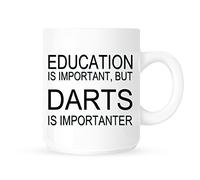 DottsMusic Educación es importante pero juego de dardos es Importanter - Carcasa para diseño de taza de café/taza - ideal como regalo