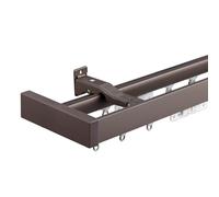 Double Track - Juego de barras de cortina de aleación de aluminio de 9.5 pies, diseño envolvente de montaje en pared para divisor de habitaciones, accesorios incluidos, elegante color champán para