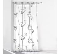 Douceur D'Intérieur 1622788 - Visillo con anillas , Looping , Visillo Estampado Transfer, Blanco/Negro, 140 X 240 Cm