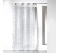 douceur d'Intérieur 1623655, Visillo con Anillas, 140 X 240 Cm, Bully, Visillo Estampado Plata, Blanco
