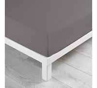 Douceur D'Intérieur - 1640653, Sabana Ajustable 2 Personas, 140 X 190 Cm, Lit Uni, Liso 57 Hilos, Gris