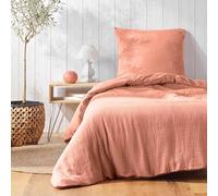 Douceur d'Intérieur Angélia - Juego de Cama, con 2 Piezas, 140 x 200 cm, Rosa, Gasa de algodón