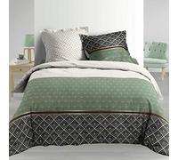 DOUCEUR D'INTERIEUR Belor - Juego de 3 Piezas, 240 x 220 cm, diseño percal, Color Verde