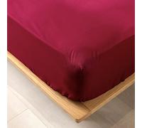 Douceur d'Intérieur Biolina Sábana Bajera, 140 x 190 cm, 100% algodón, orgánica, Burdeos