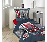 Douceur d'Intérieur City London - Juego de Cama, con Funda de Almohada, 140 x 200 cm, Multicolor, algodón, Multicolor, 140 x 200 cm