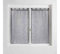 Douceur d'Intérieur Haltona - Par de Cortinas pasantes, Rectas, Efecto Lino Tejido, 120 x 60 cm, poliéster, Gris, 120 x 60 cm