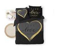 Douceur d'Intérieur Juego de Cama de 3 Piezas, 200 x 200 cm, Estampado Crazy Love, Color Negro