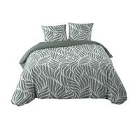 Douceur d'Intérieur - Juego de Cama de 3 Piezas (240 x 220 cm), Color marrón Salvia, 100% algodón