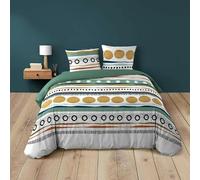 Douceur d'Intérieur - Juego de Cama de 3 Piezas (240 x 220 cm), diseño de Asiana, Color Verde, 100% algodón