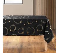 Douceur d'Intérieur, Mantel Rectangular (150 x 240 cm) Star Negro/Oro, poliéster Estampado Metalizado