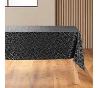 Douceur d'Intérieur Mikado - Mantel Rectangular (140 x 240 cm) Negro/Plata, Microfibra Estampada