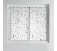 Douceur d'Intérieur, Par Recto pasante de 2 x 60 x 120 cm, con Visillo Bordado, diseño de pequeñas Flores, Color Blanco/Gris.