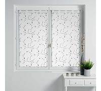 Douceur d'Intérieur, Par Recto pasante de 2 x 60 x 160 cm, con Visillo Bordado, diseño de pequeñas Flores, Color Blanco/Gris.