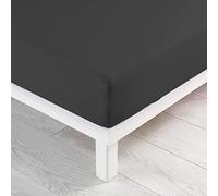 Douceur d'Intérieur Sábana Bajera (160 x 200 cm) Jersy Anthracite, 100% Algodón