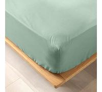Douceur d'Intérieur Sábana Bajera de algodón para Cama de Matrimonio, 140 x 190 cm, Salvia