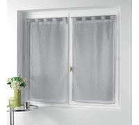 Douceur d'Intérieur Suave Interior, Par de visillos con Trabillas (2 x 60 x 160 cm) Orion Gris, Velo Estampado Metalizado