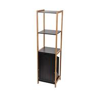 Douceur d'Intérieur Suavidad de Interior, Mueble de 3 estantes + 1 Caja de Ropa, Negro/Madera, 36 x 33 x 130 cm