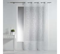 Douceur d'Intérieur Visillo a 140 x 240 cm, Anillas integradas (Sable Brode pequeña Flor Color Blanco/Blanco