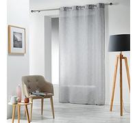 Douceur d'Intérieur Visillo con Ojales, de poliéster, Modelo Carlin, de la Marca (240 x 140 x 0,1 cm), poliéster, Gris, 240x140x0.1 cm