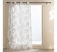 Douceur d'Interior, Visillo con Ojales (140 x 240 cm) Roseris, Velo Arenado Estampado Metalizado