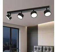 Doughelec Plafones LED Lámpara de Techo 4 Focos Orientable, Plafones de Techo Negro LED Foco de techo 28W Blanco Cálido 3000K Plafón Pared Interior Moderno Para Cocina Pasillos Salón Dormitorios
