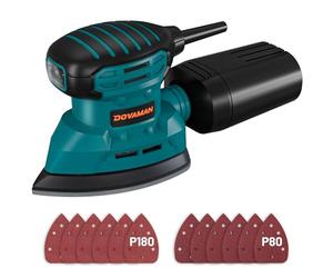 DOVAMAN DLS03A Lijadora Eléctrica de Madera 130W - 12000 RPM Con Colector de Polvo, 12 Piezas de Papel de Lija - Liviana y de Baja Vibración Para Madera y Acero